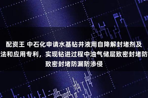 配资王 中石化申请水基钻井液用自降解封堵剂及其制备方法和应用专利，实现钻进过程中油气储层致密封堵防漏防渗侵